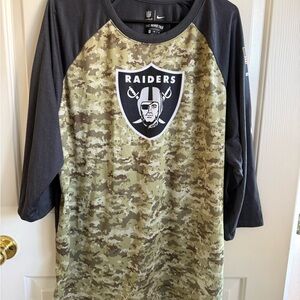 Nike Black and Camo Raiders Raglan Shirt